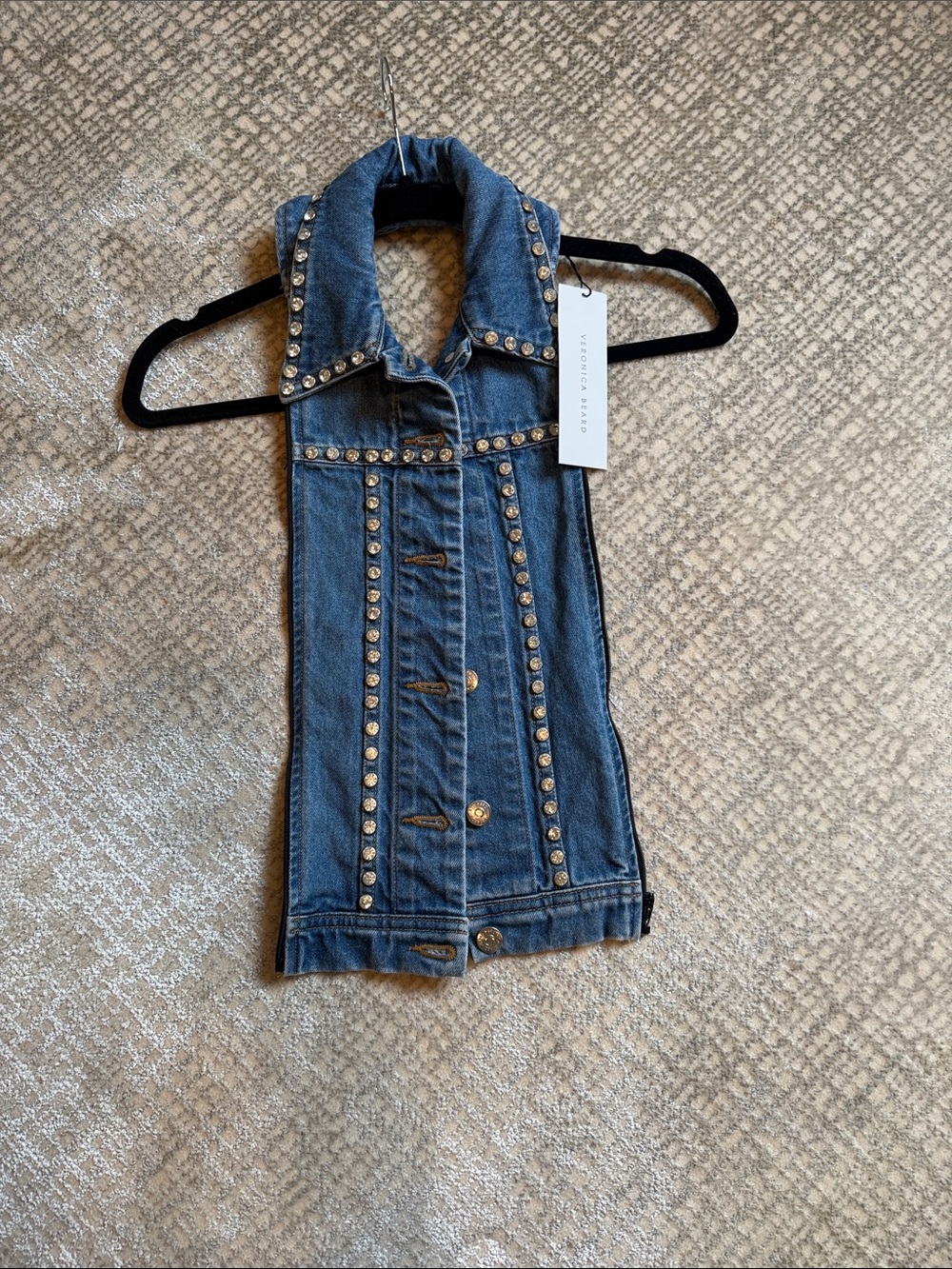 Veronica Beard Blue Denim Dickey with Rhinestones NWT